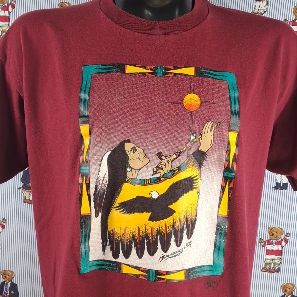 Vintage 1994 Melvin Bainbridge Native Creations peace pipe graphic XL t-shirt - Picture 2 of 7